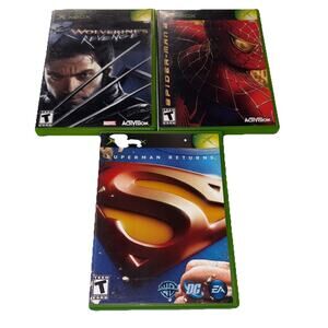 Xbox Superhero Game Lot 3 Spider-Man 2, Superman Returns, X2 Wolverine’s Revenge